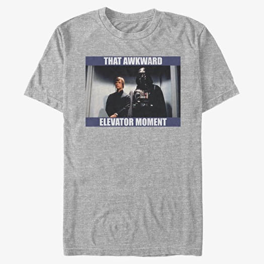 T-shirt Merch Star Wars: Classic - Awkward Elevator Moment Unisex T-Shirt Heather Grey