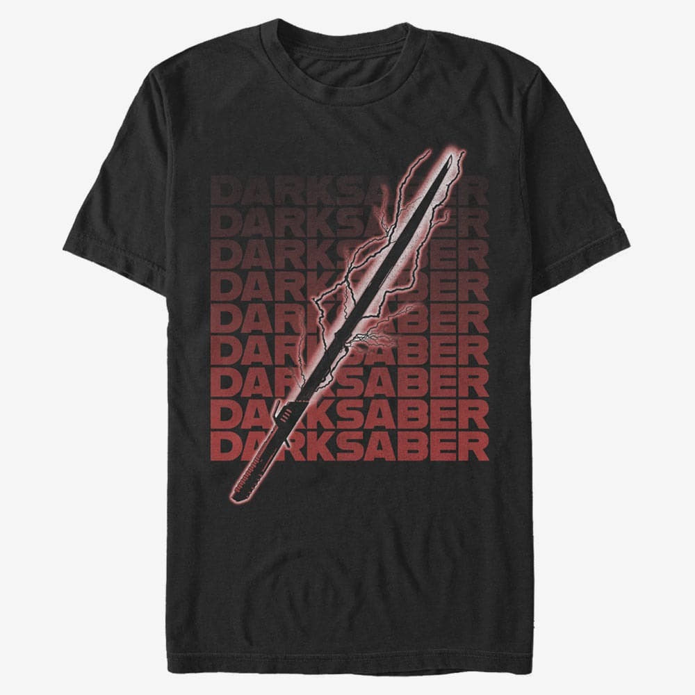 Trička Merch Star Wars: The Mandalorian - Darksaber Text Unisex T-Shirt Black