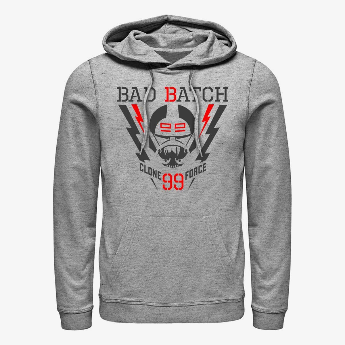 Džemperiai su gobtuvais ir džemperiai Merch Star Wars: The Bad Batch - Lightning Force Unisex Hoodie Heather Grey