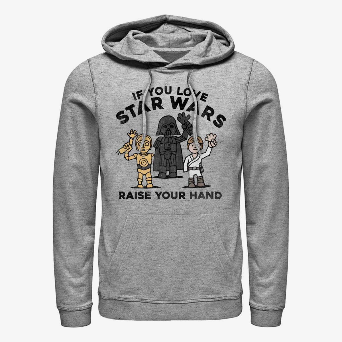 Mikiny Merch Star Wars: Classic - Raise Your Hands Unisex Hoodie Heather Grey