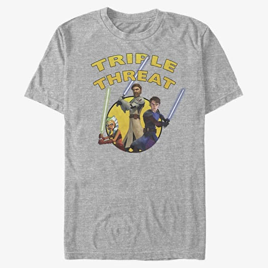 T-shirt Merch Star Wars: Clone Wars - Triple Threat Unisex T-Shirt Heather Grey