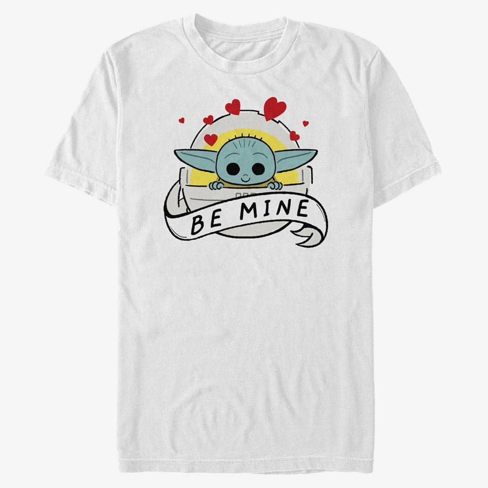 Trička Merch Star Wars: The Mandalorian - Be Mine With The Child Unisex T-Shirt White