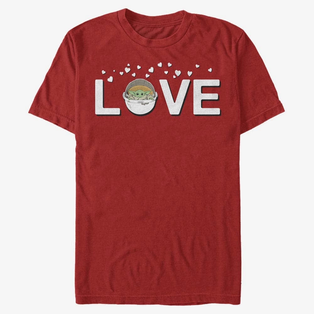 Marškinėliai Merch Star Wars: The Mandalorian - Love With The Child Unisex T-Shirt Red