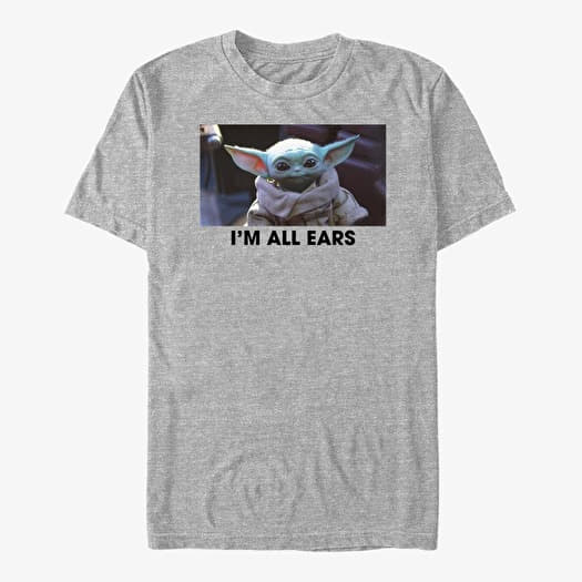 T-shirt Merch Star Wars: The Mandalorian - All Ears Unisex T-Shirt Heather Grey