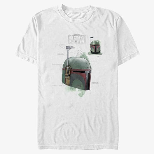 Majica Merch Star Wars Book of Boba Fett - Helmet Schematic Painted Unisex T-Shirt White