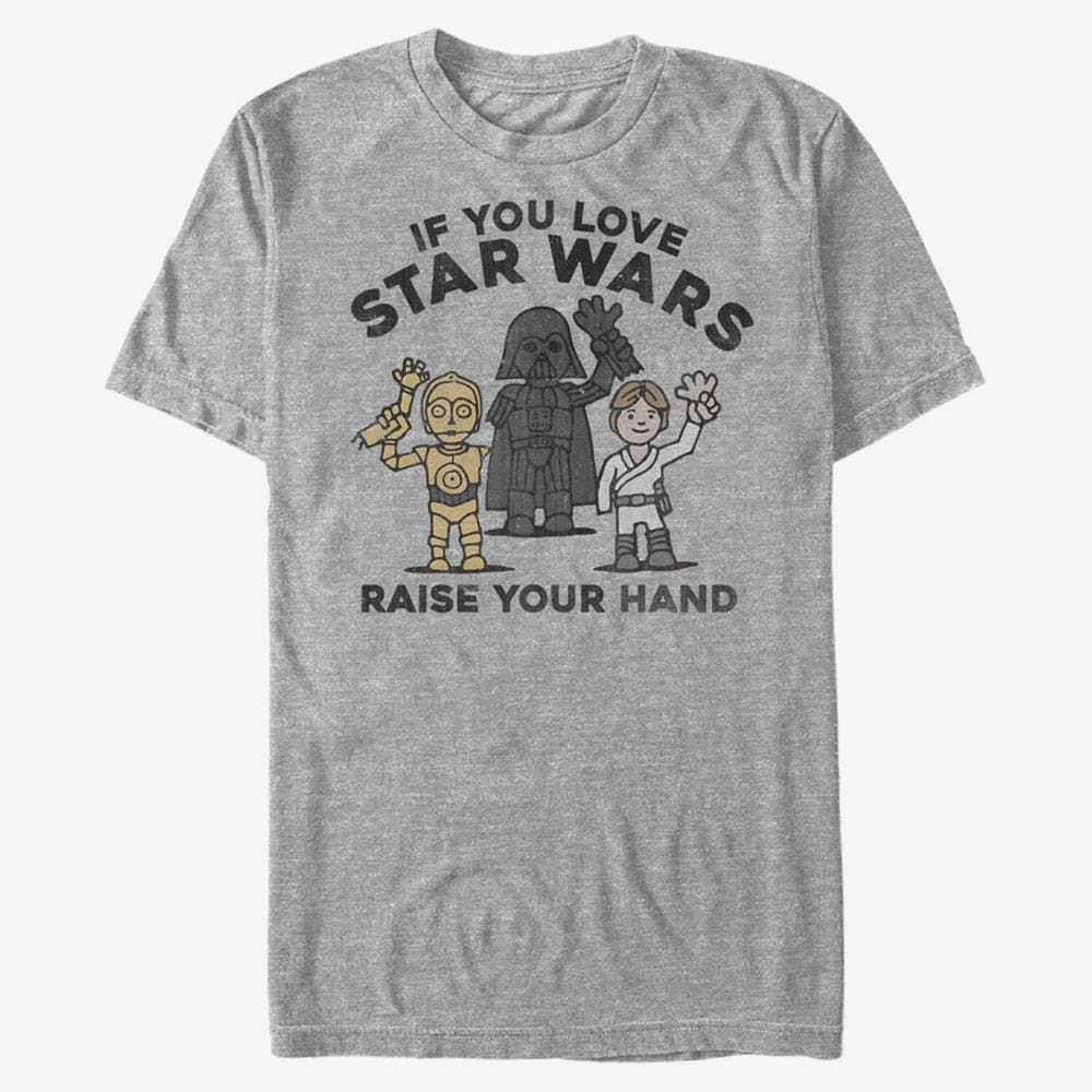 Tričká Merch Star Wars: Classic - Raise Your Hands Unisex T-Shirt Heather Grey