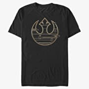 Merch Star Wars: Last Jedi - GOLD REBEL LOGO Unisex T-Shirt Black