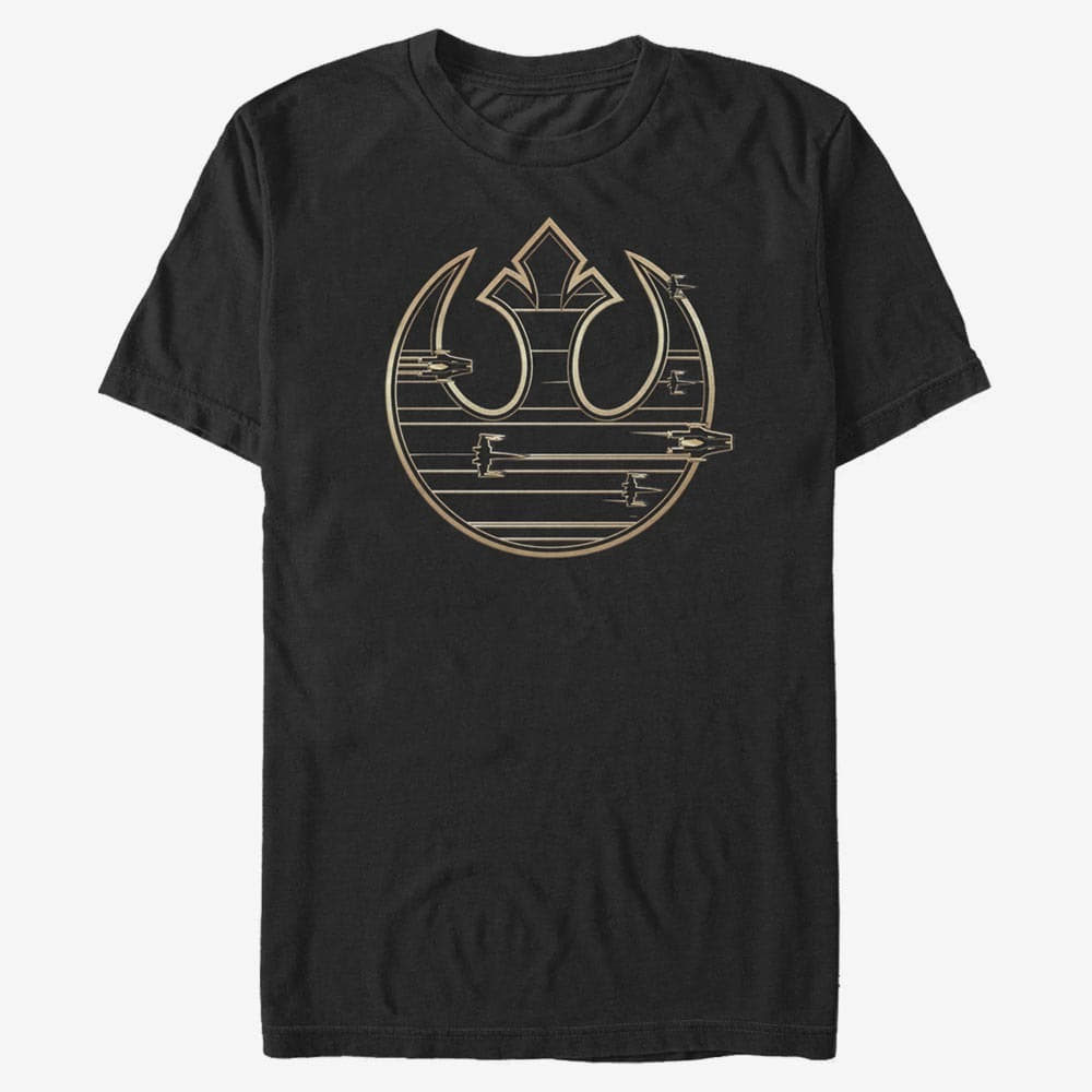 Тениски Merch Star Wars: Last Jedi - GOLD REBEL LOGO Unisex T-Shirt Black