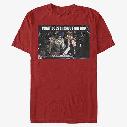 Tričko Merch Star Wars: Classic - Falcon Crew Button Unisex T-Shirt Red