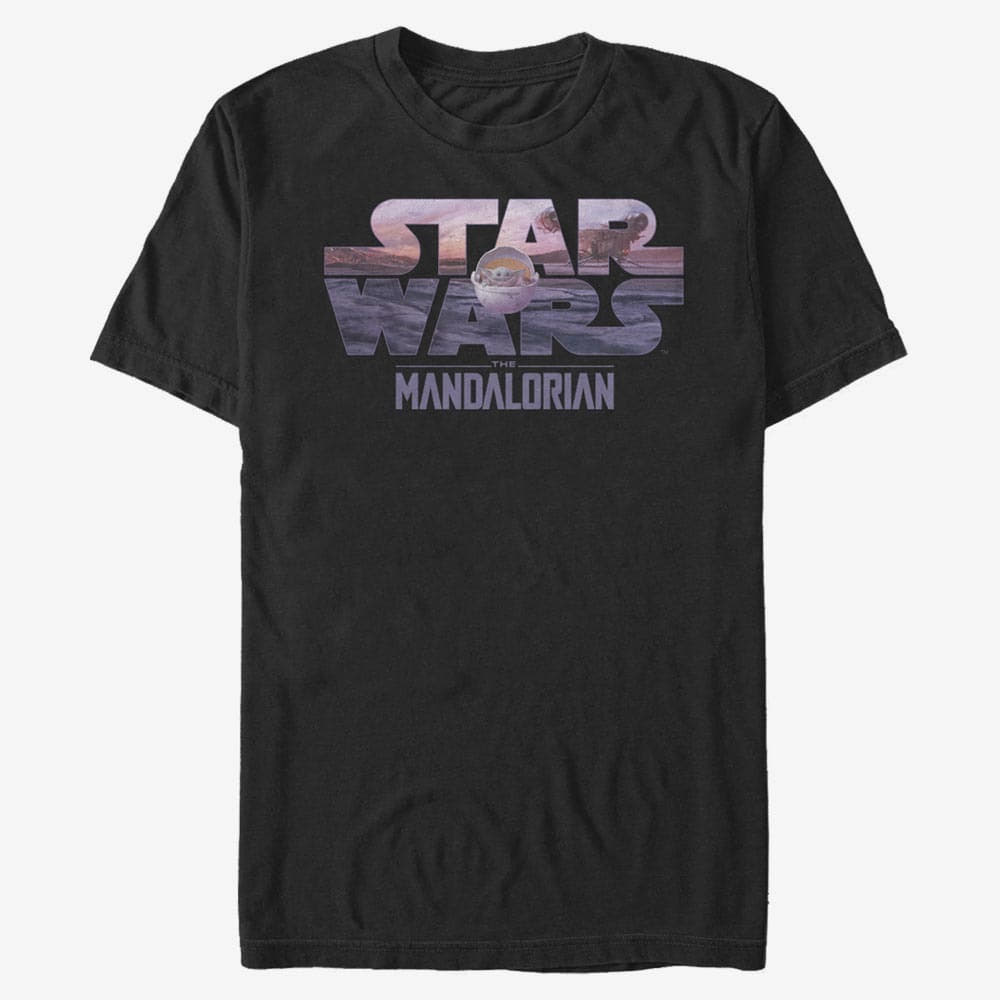 Trička Merch Star Wars: Mandalorian - Child Logo Fill Unisex T-Shirt Black