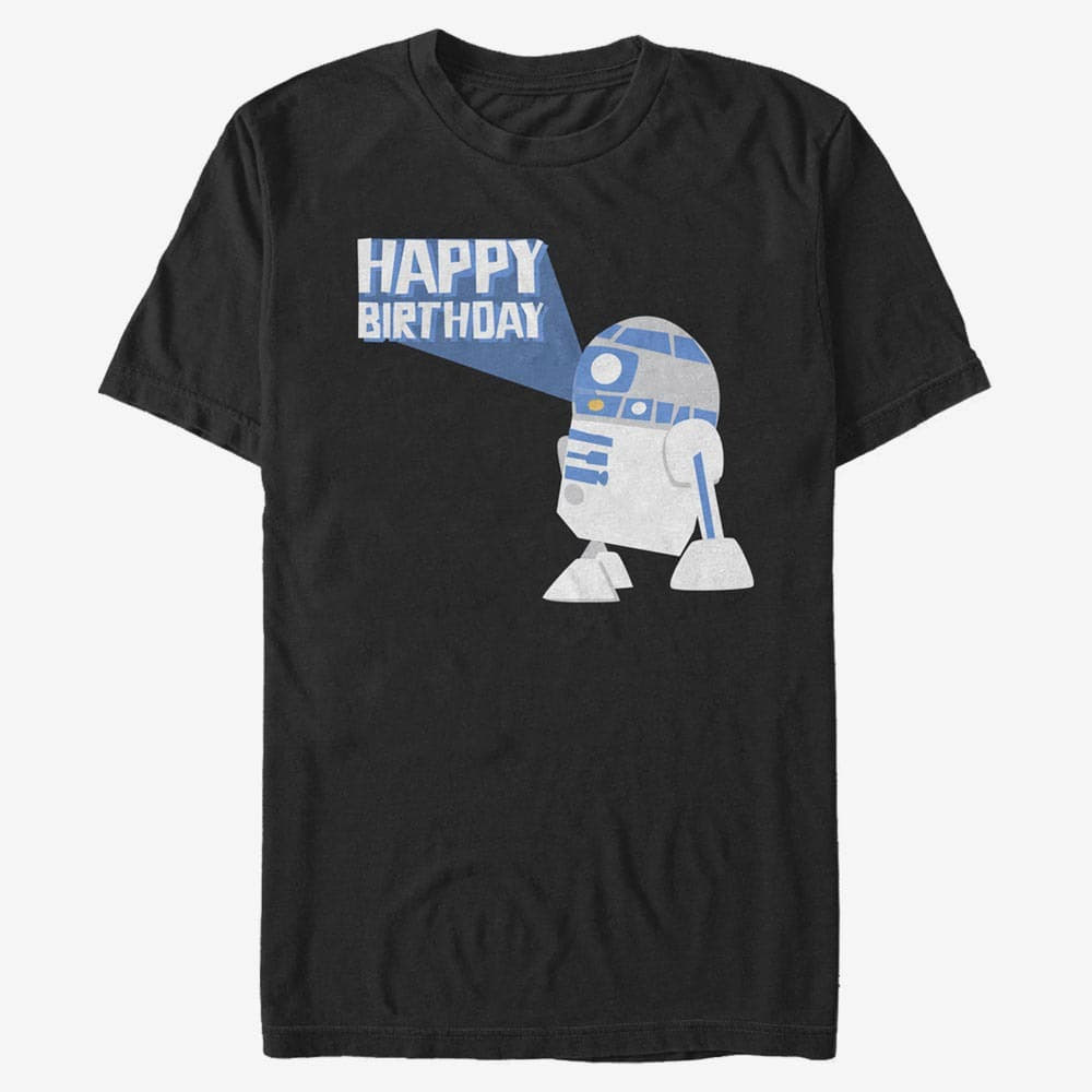Marškinėliai Merch Star Wars: Classic - R2D2 Happy B Day Unisex T-Shirt Black