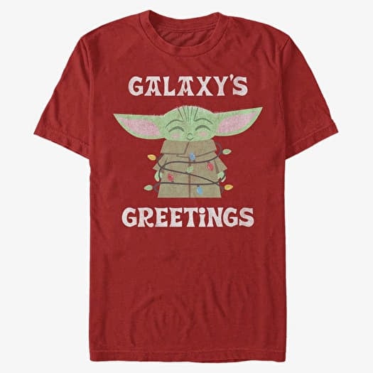 T-shirt Merch Star Wars: The Mandalorian - Galaxys Greetings Unisex T-Shirt Red