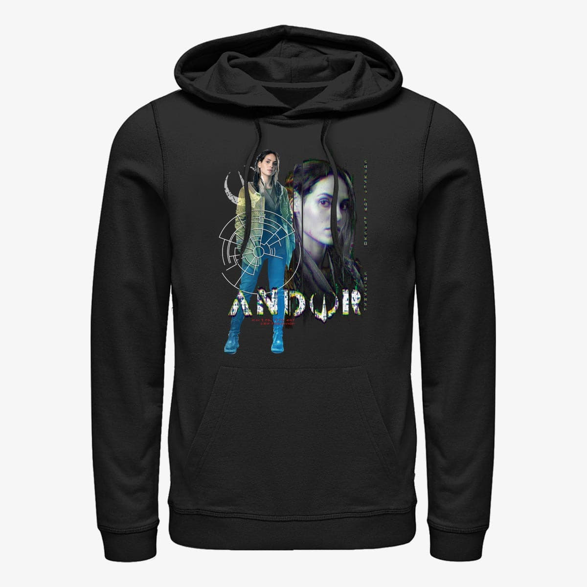 Džemperiai su gobtuvais ir džemperiai Merch Star Wars: Andor - FEMALE HERO FOCUS Unisex Hoodie Black