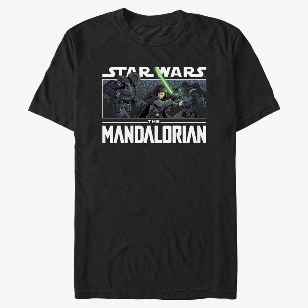 majice kratkih rukava Merch Star Wars: The Mandalorian - Luke VS Dark Troopers Unisex T-Shirt Black