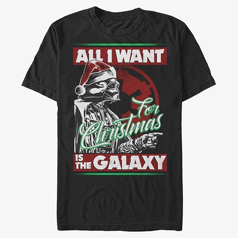 Merch Star Wars: Classic - Vader Xmas Galaxy Unisex T-Shirt Black