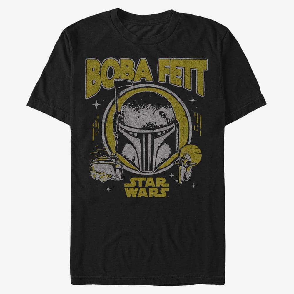 Marškinėliai Merch Star Wars Book of Boba Fett - Big Boba Unisex T-Shirt Black