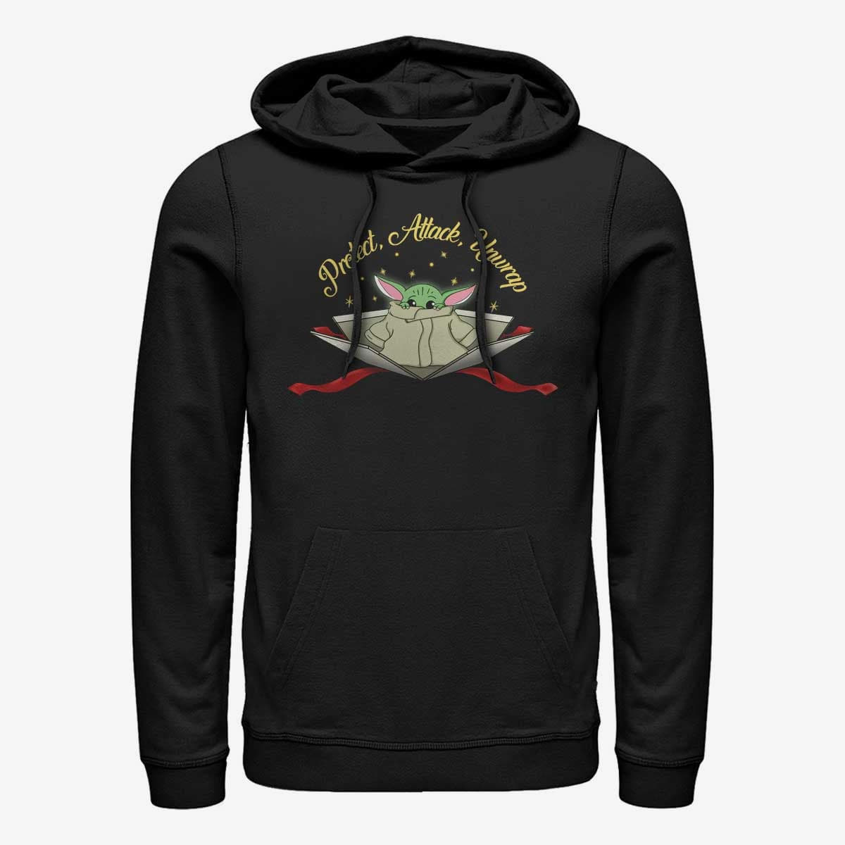 Mikiny Merch Star Wars: The Mandalorian - Protect Attack Unwrap Unisex Hoodie Black