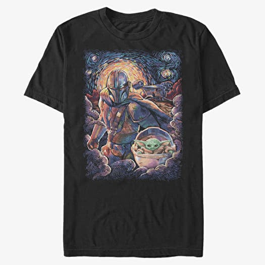 T-shirt Merch Star Wars: Mandalorian - Mando Child Razor Painty Stars Unisex T-Shirt Black