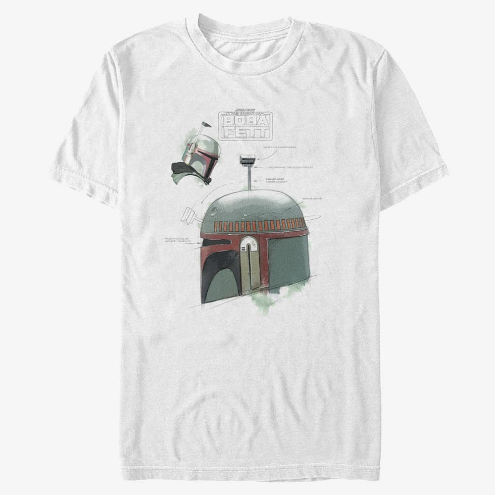 Тениски Merch Star Wars Book of Boba Fett - Helmet Profile View Unisex T-Shirt White
