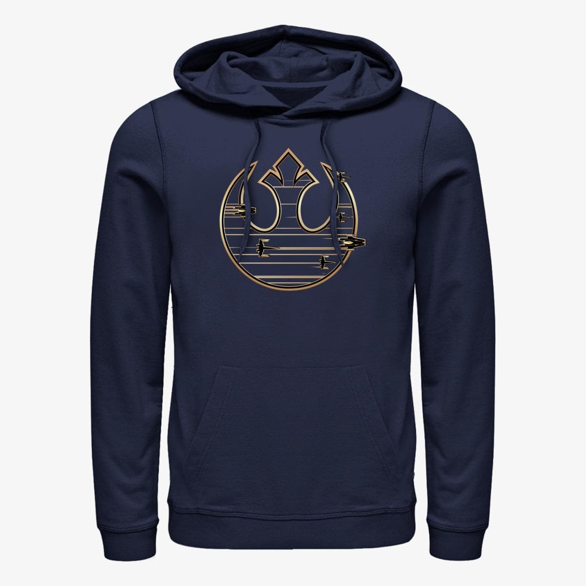Суитчъри Merch Star Wars: Last Jedi - GOLD REBEL LOGO Unisex Hoodie Navy Blue