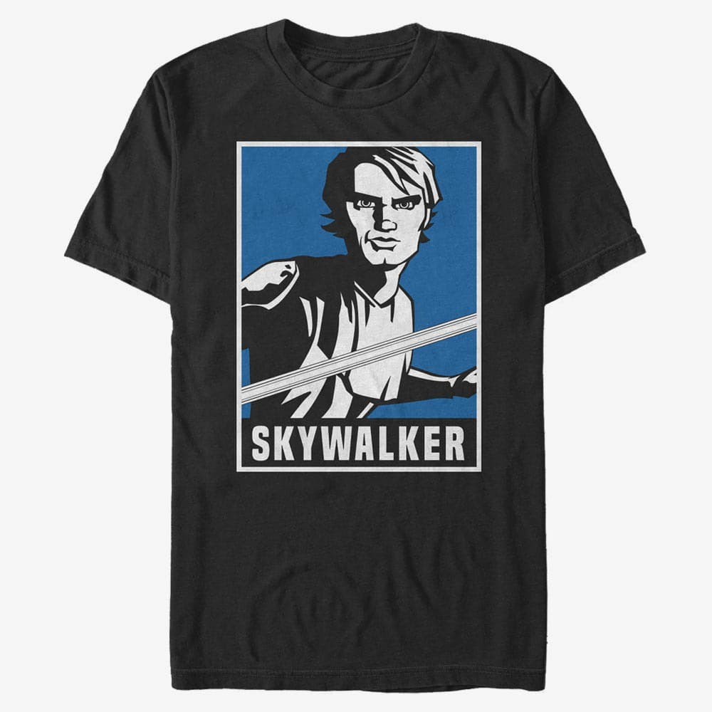 Marškinėliai Merch Star Wars: Clone Wars - Skywalker Poster Unisex T-Shirt Black