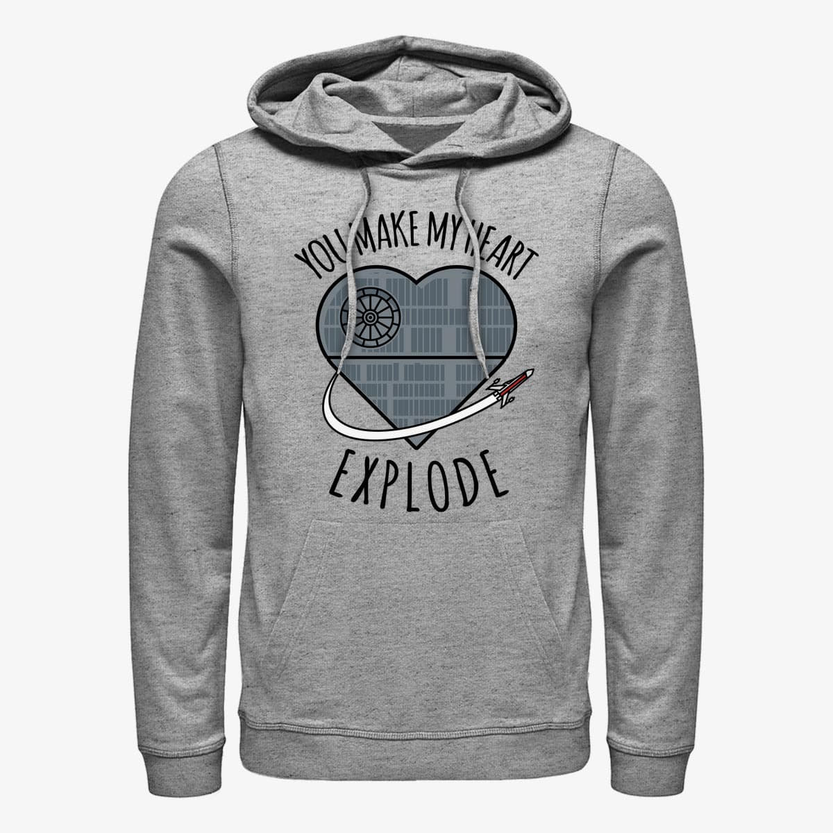 Суитчъри Merch Star Wars: Classic - Heart Explode Death Star Unisex Hoodie Heather Grey