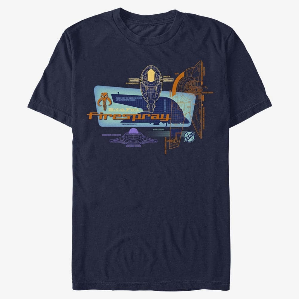 Тениски Merch Star Wars Book of Boba Fett - Firespray Unisex T-Shirt Navy Blue
