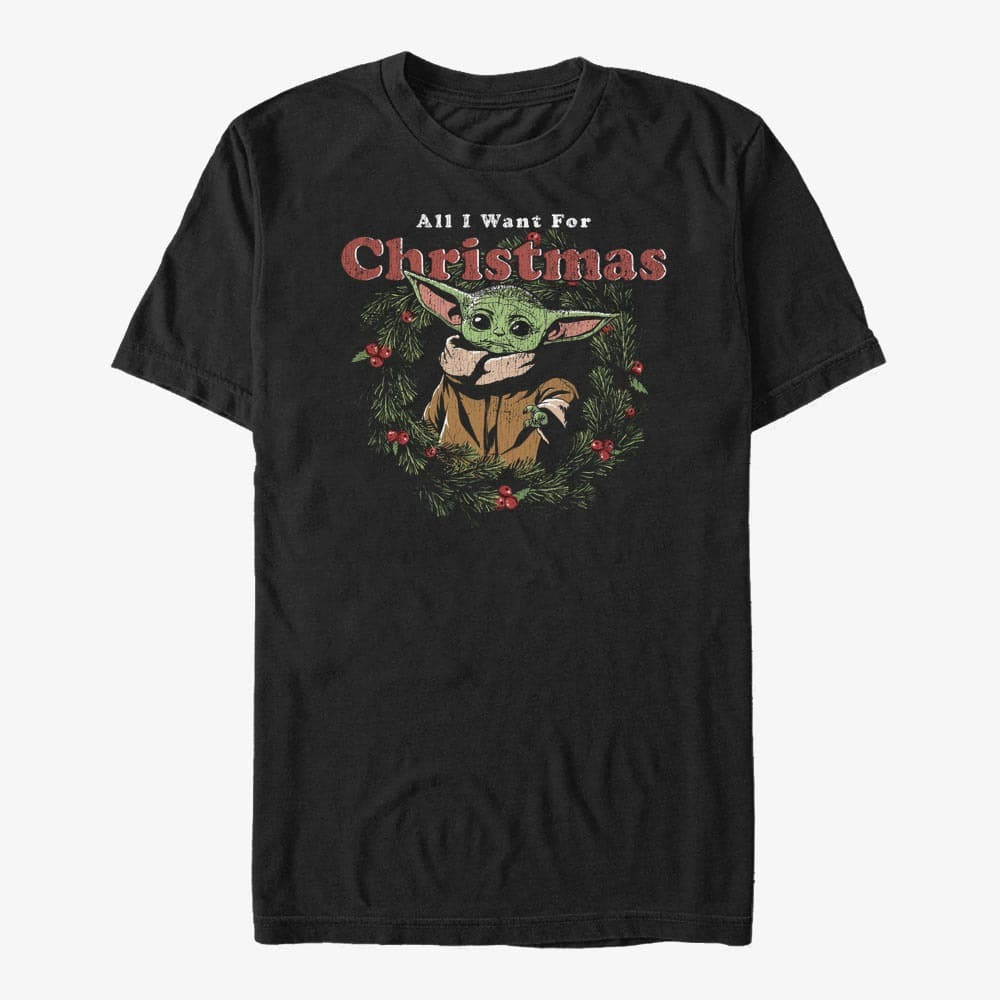 Тениски Merch Star Wars: Mandalorian - All I Want Xmas Unisex T-Shirt Black