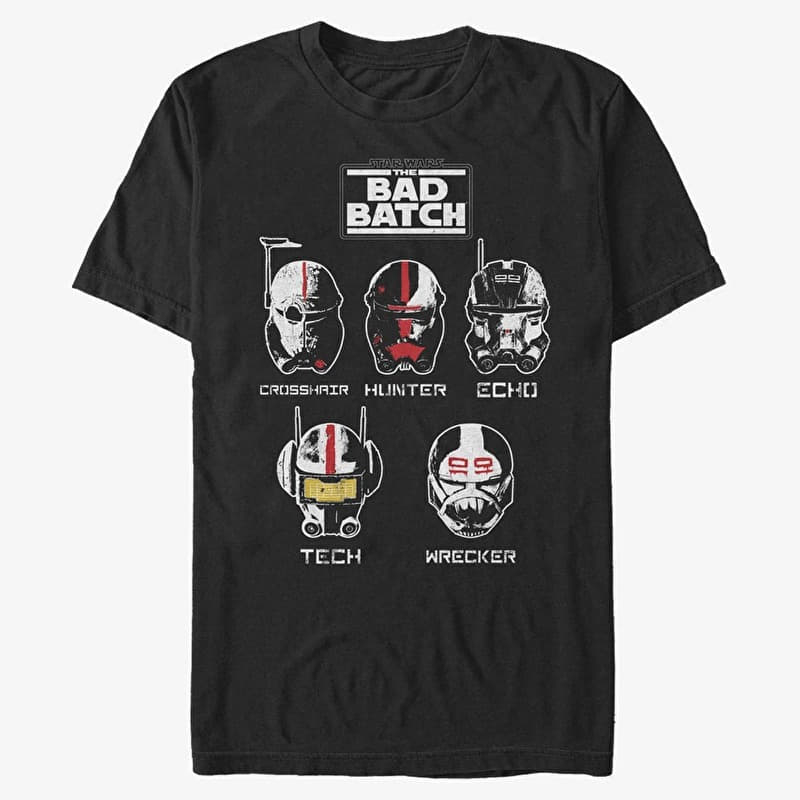 Majice Merch Star Wars: The Bad Batch - Helmet Group Unisex T-Shirt Black