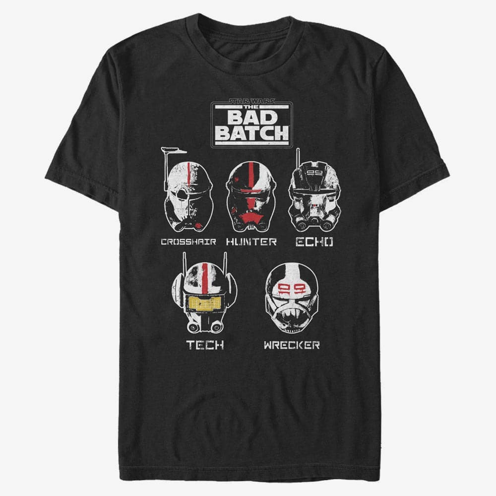 Marškinėliai Merch Star Wars: The Bad Batch - Helmet Group Unisex T-Shirt Black