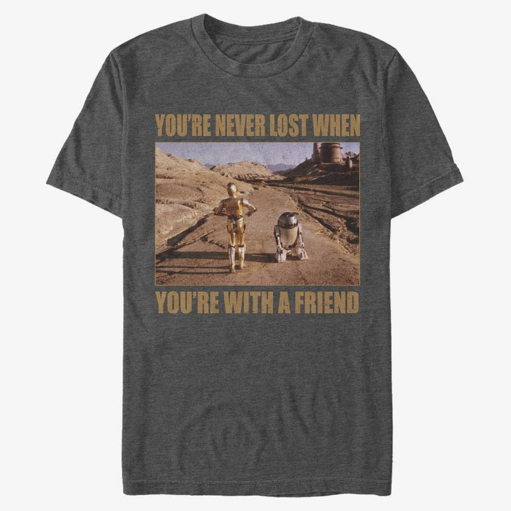 Magliette Merch Star Wars: Classic - Lost Droid Friends Unisex T-Shirt Dark Heather Grey
