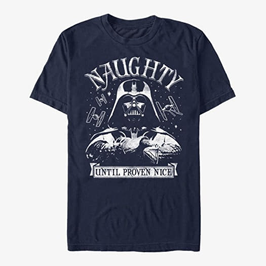 Tričko Merch Star Wars: Classic - Naughty Until Nice Unisex T-Shirt Navy Blue