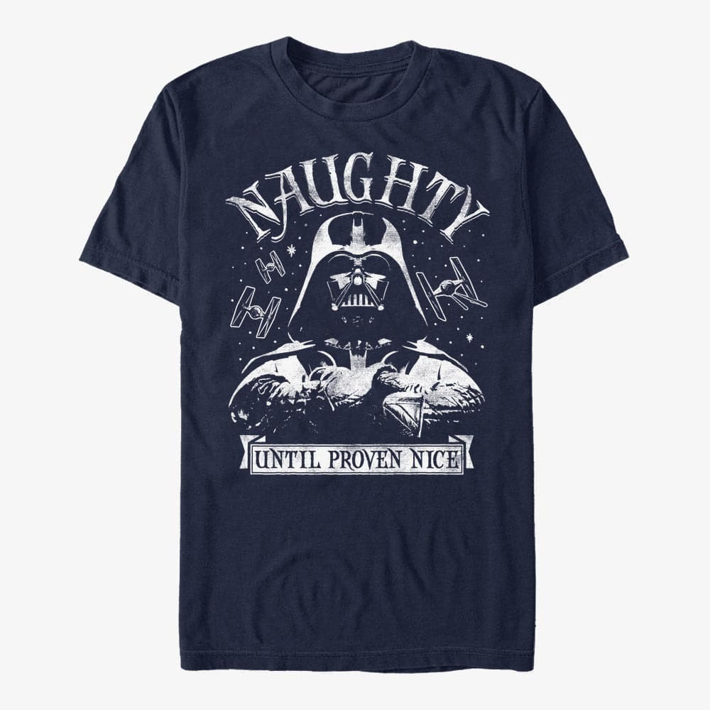 Тениски Merch Star Wars: Classic - Naughty Until Nice Unisex T-Shirt Navy Blue