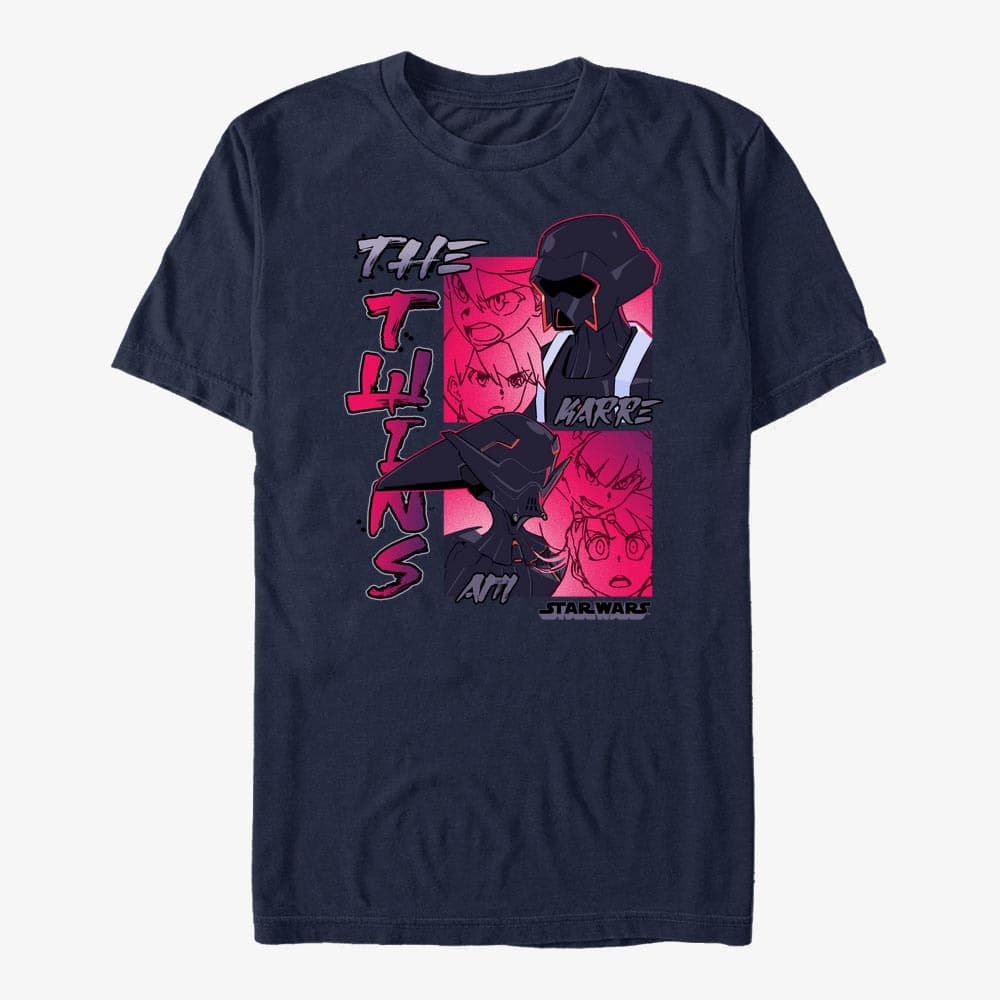 Trička Merch Star Wars: Visions - THE TWINS Unisex T-Shirt Navy Blue