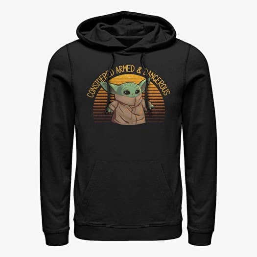 Merch Star Wars: The Mandalorian - Sunset Cute Yoda Unisex Hoodie Black