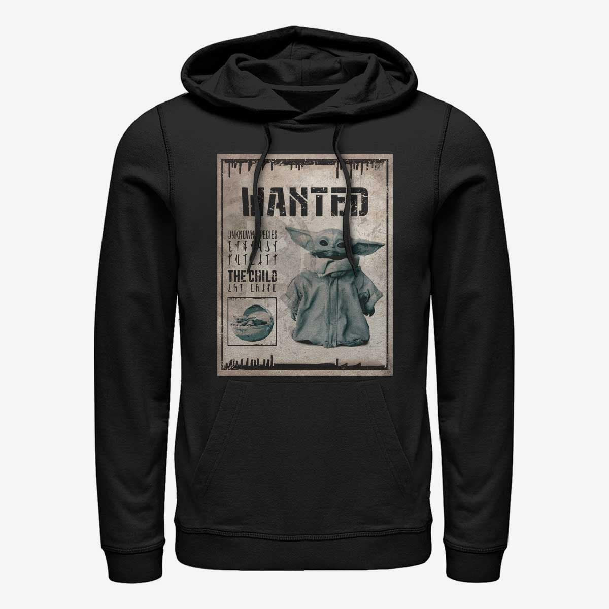 Džemperiai su gobtuvais ir džemperiai Merch Star Wars: The Mandalorian - Wanted Child Poster Unisex Hoodie Black