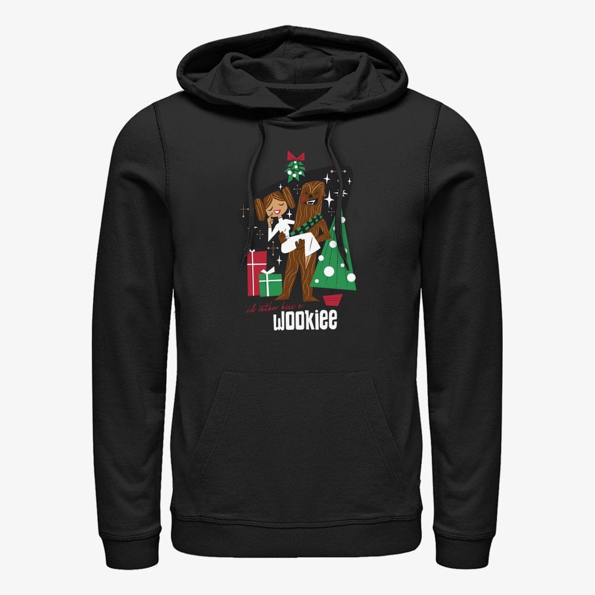 Mikiny Merch Star Wars: Classic - Kiss a Wookiee Unisex Hoodie Black