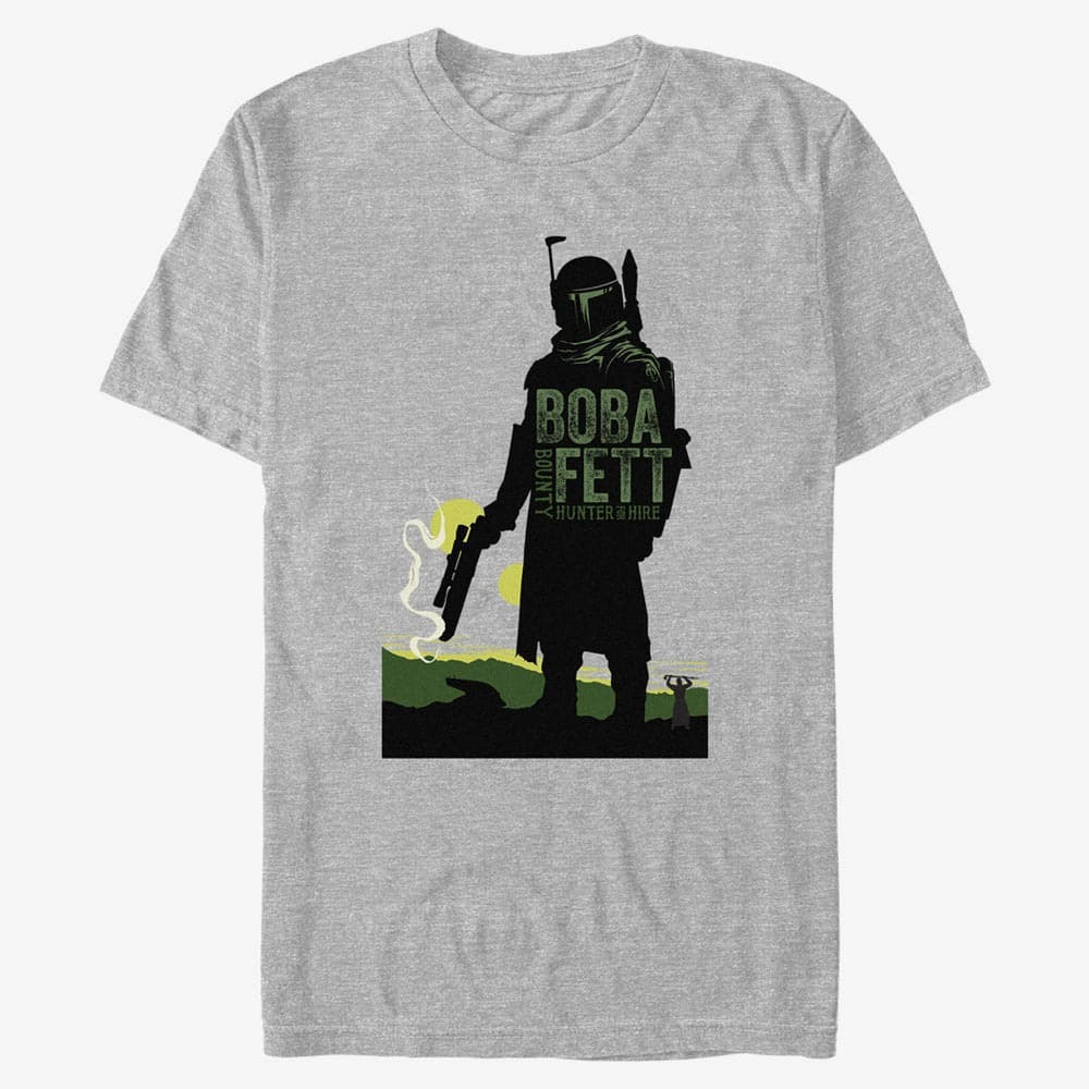 Tričká Merch Star Wars Book of Boba Fett - Bouny Hunter for Hire Unisex T-Shirt Heather Grey