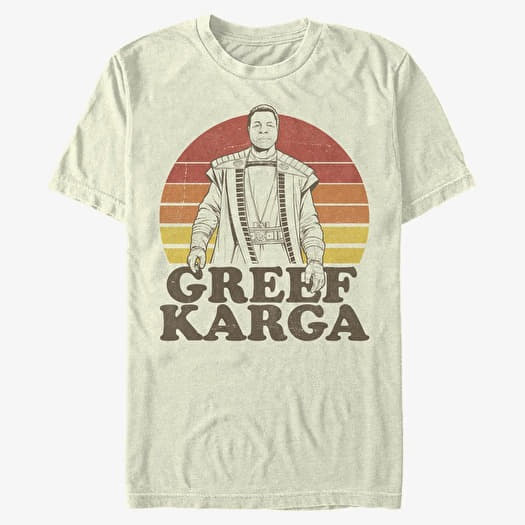 T-särk Merch Star Wars: The Mandalorian - 70S RETRO SUNSET GREEF Unisex T-Shirt Natural