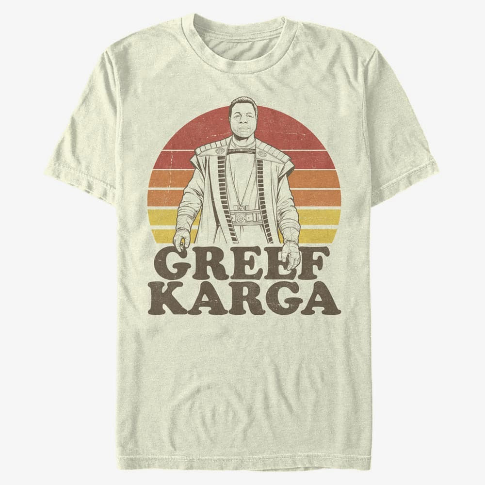 Тениски Merch Star Wars: The Mandalorian - 70S RETRO SUNSET GREEF Unisex T-Shirt Natural