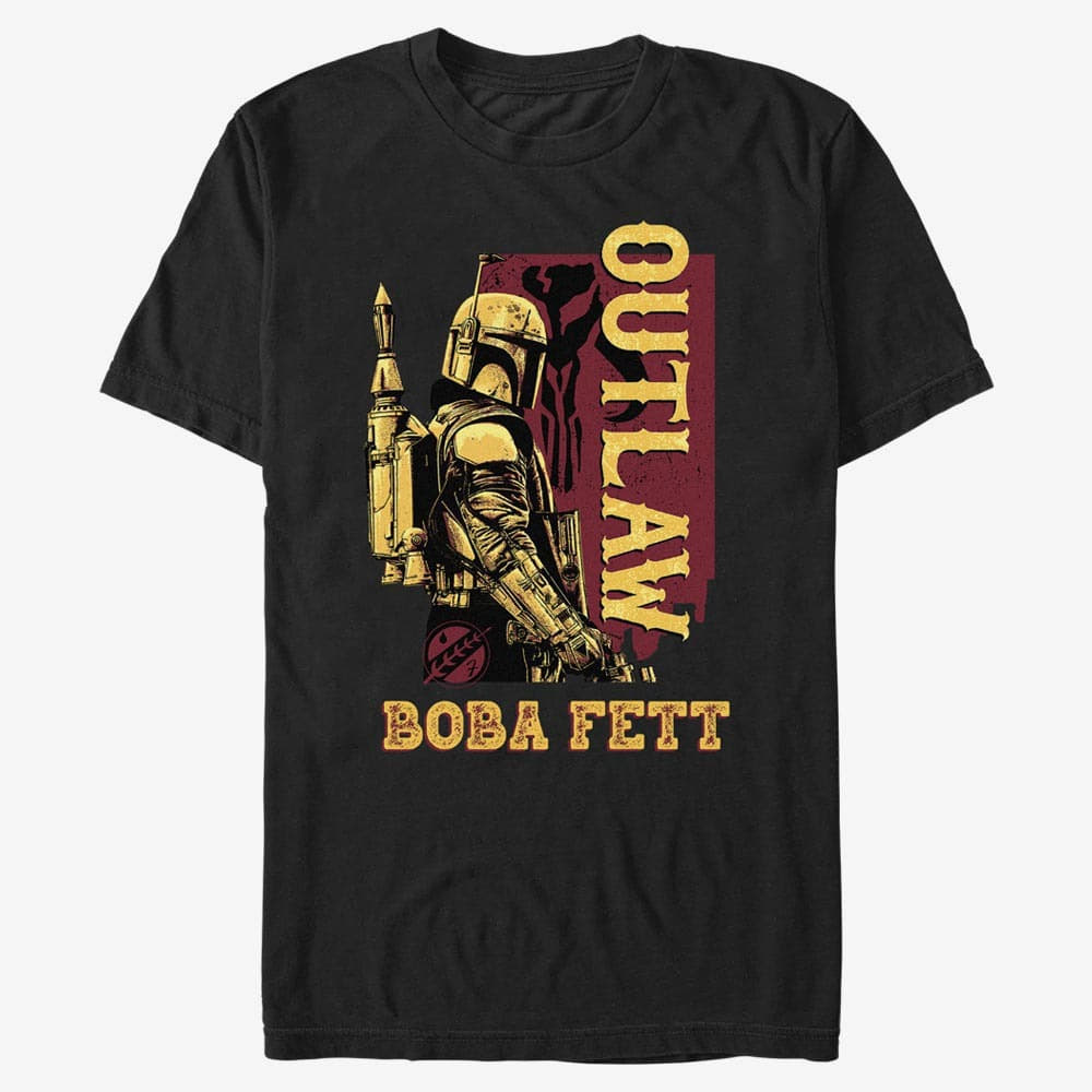Trička Merch Star Wars Book of Boba Fett - Outlaw Boba Fett Unisex T-Shirt Black