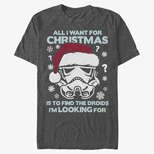 T-shirt Merch Star Wars: Classic - Still Looking for Droids Christmas Unisex T-Shirt Dark Heather Grey