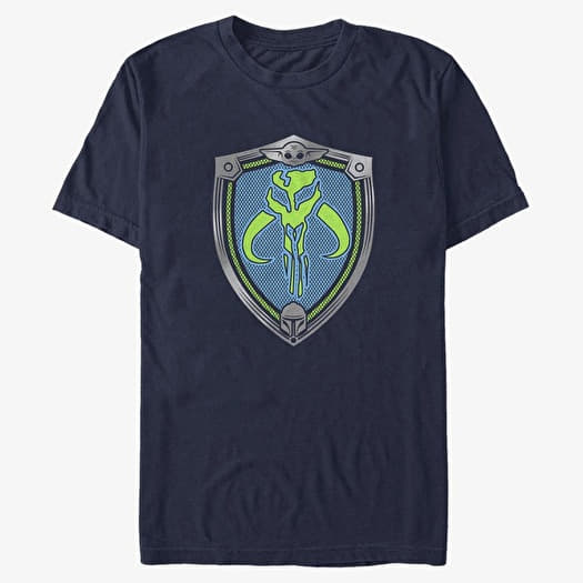 Tričko Merch Star Wars: The Mandalorian - MANDO SHIELD Unisex T-Shirt Navy Blue