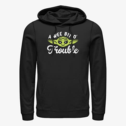 Merch Star Wars: The Mandalorian - Yoda Face Trouble Unisex Hoodie Black