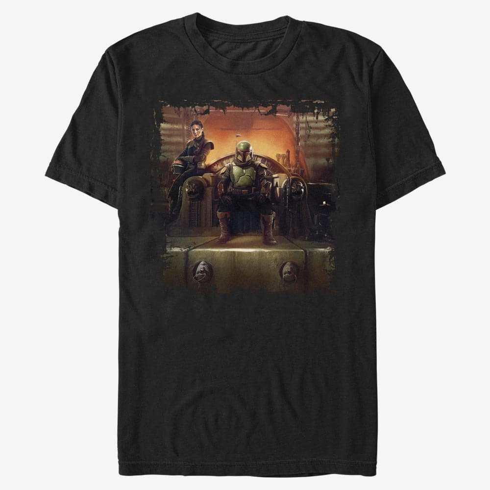   Μπλούζες Merch Star Wars Book of Boba Fett - Boba Painterly Throne Unisex T-Shirt Black