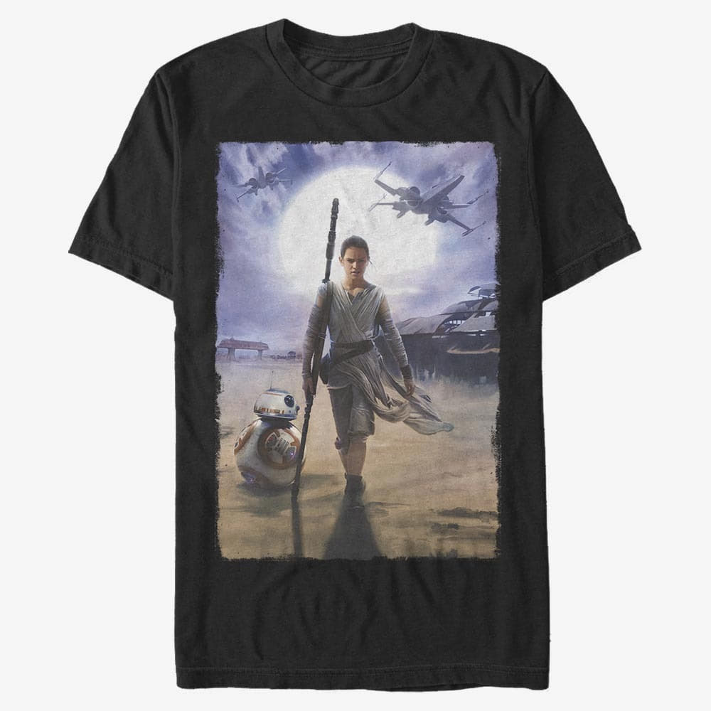 Тениски Merch Star Wars: Episode 7 - Rey Painting Unisex T-Shirt Black
