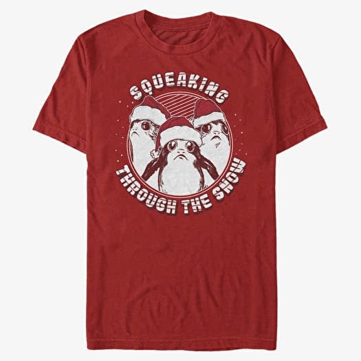 Majica Merch Star Wars: The Force Awakens - Squeaking Through the Snow Unisex T-Shirt Red