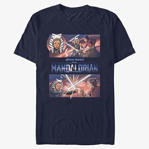 Tričko Merch Star Wars: The Mandalorian - Clash With Ahsoka Unisex T-Shirt Navy Blue