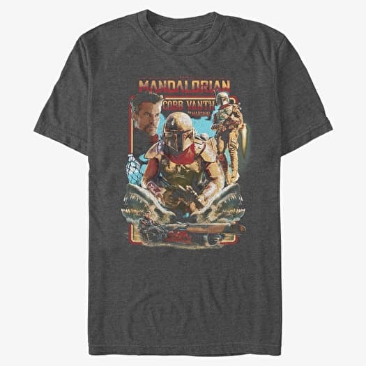 Merch Star Wars: The Mandalorian - Helmet Ona Cobb Unisex T-Shirt Dark Heather Grey
