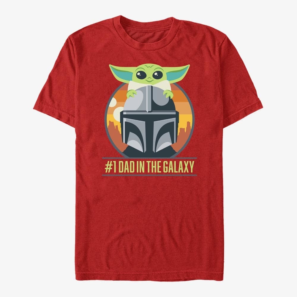 Тениски Merch Star Wars: The Mandalorian - Mando Piggy Back Unisex T-Shirt Red
